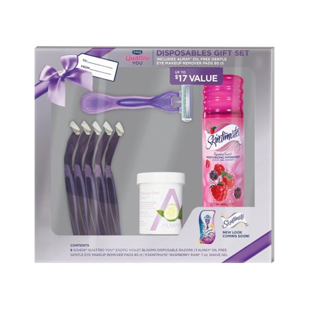 Schick Quattro YOU Holiday Gift Set including 6 Razors, 1 Shave Gel,...