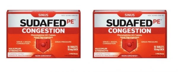 Sudafed PE Congestion Tablets 18 count only 1 penny!