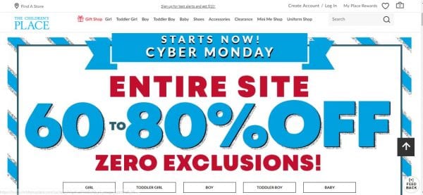 The Children’s Place up to 80% OFF – CYBER MONDAY SALE!