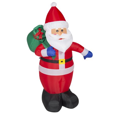 Best Choice Products 4Ft Pre-Lit Inflatable Santa Claus Christmas Holiday Decoration W/...