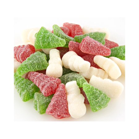 Christmas Sugar Sanded Gummi Trees And Snowmen Candy 4.5 Pounds