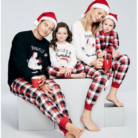 Pudcoco Christmas Family Matching Bear Pajamas Adult Women Kids Baby Sleepwear Outfits