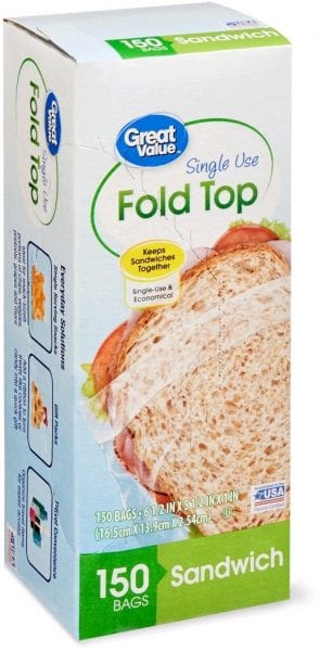 Great Value Sandwich Bags ONLY .25 compared to $1.18!!!