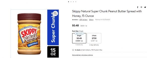 Skippy Natural Peanut Butter JUST $0.48!