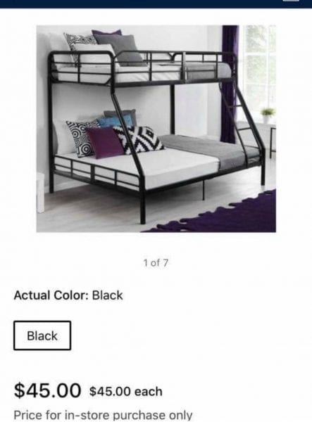 Mainstays Twin over Full Bunk Bed just $45 at Walmart!