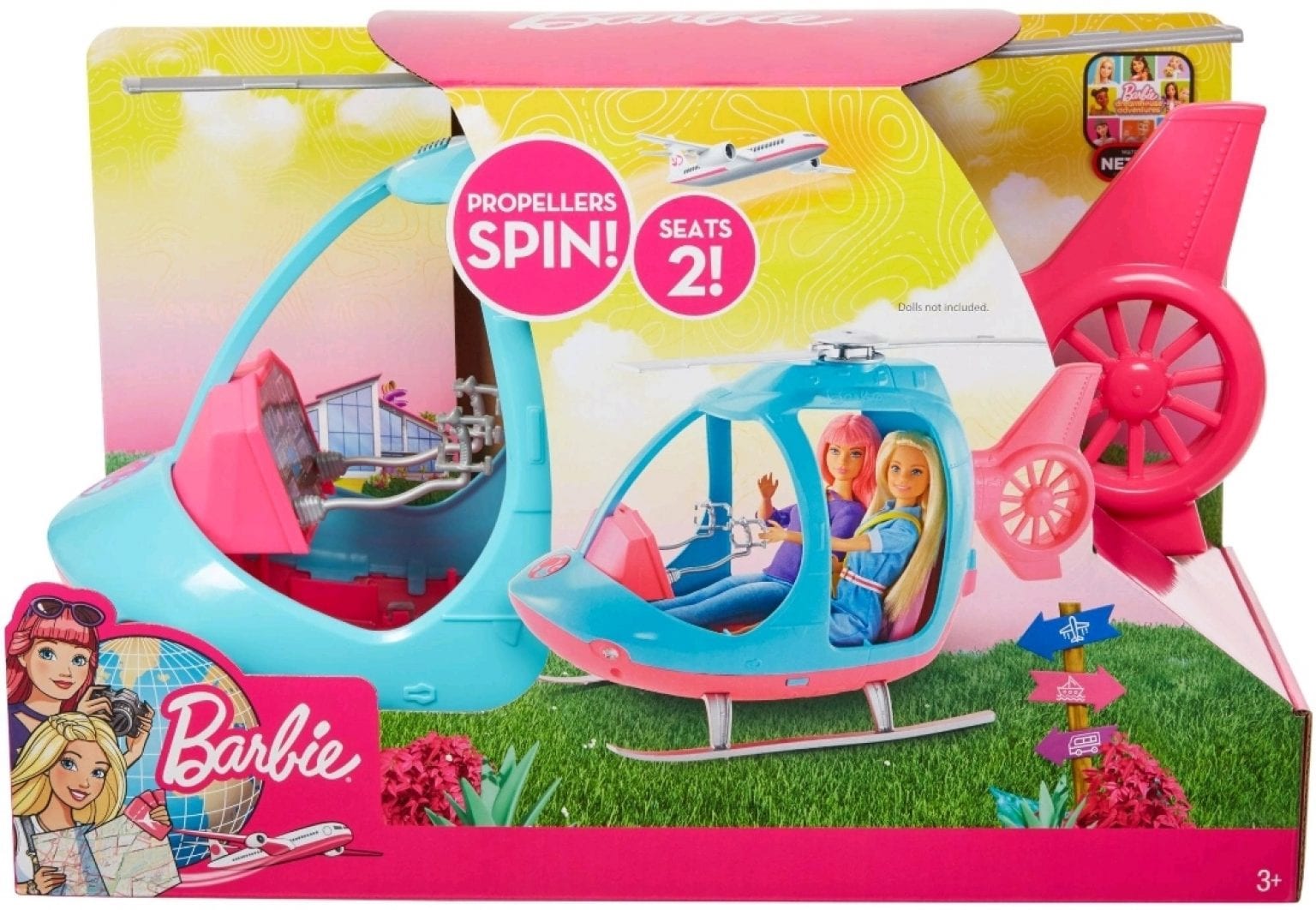 barbie car and helicopter