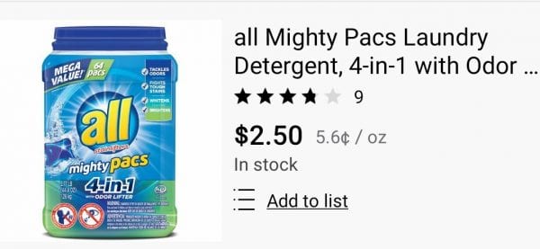All Mighty Pacs only $2.50 at Walmart!!