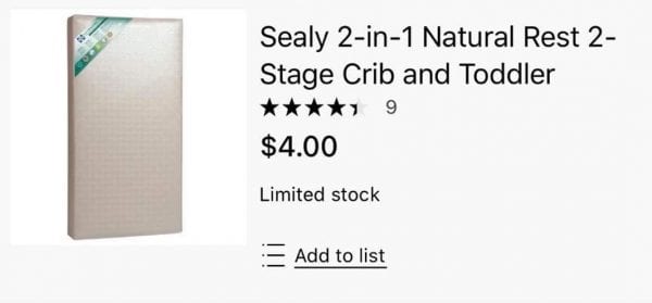 Sealy Crib/Toddler Mattress only $4!!!!!!  (Originally $98.48!)