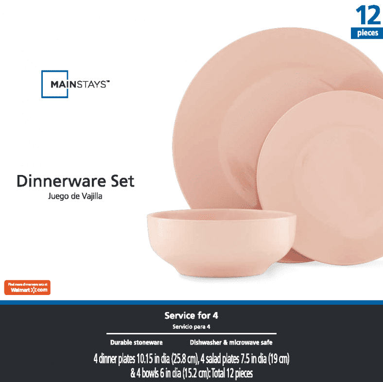 Mainstay 12PC Dinnerware Set Only $5 (Was $10)