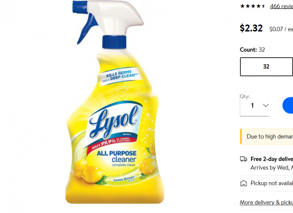 Screenshot 2020 05 15 Lysol All Purpose Cleaner Spray Lemon Breeze 32oz Walmart com2