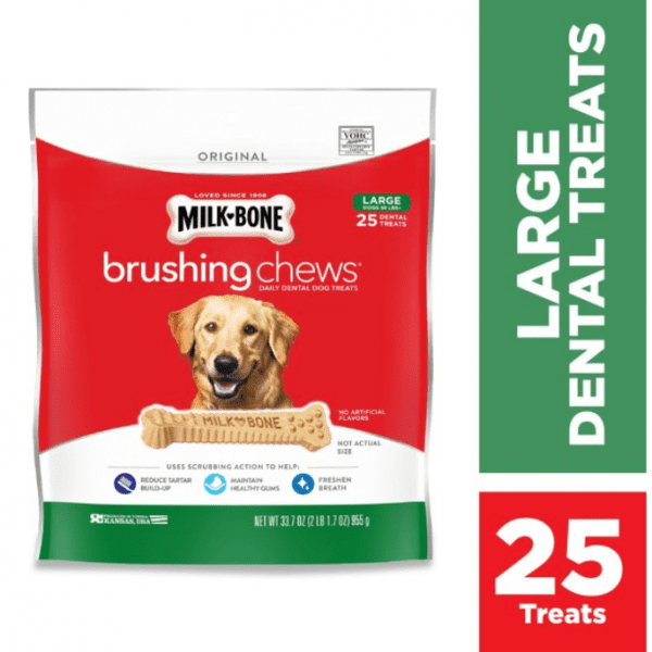 Screenshot 2020 06 15 Milk Bone Brushing Chews Daily Dental Dog Treats Large 33 7 Ounces 25 Bones Per Bag Walmart com