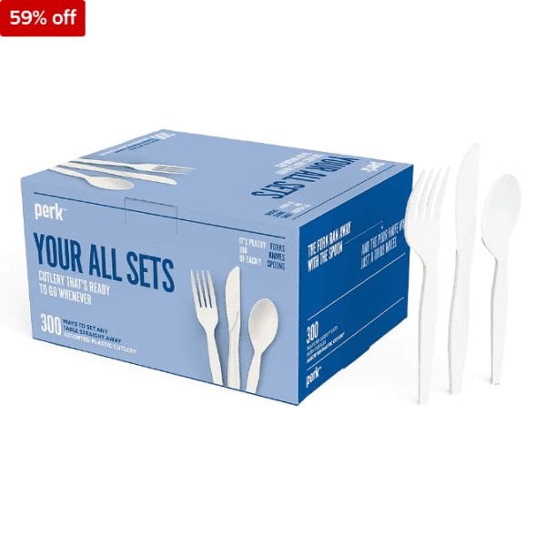 Screenshot 2020 07 06 Perk™ Plastic Assorted Cutlery Medium Weight White 300 Pack PK56406 at Staples