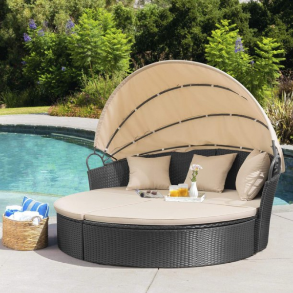 Screenshot 2020 07 13 Walnew Outdoor Patio Round Daybed with Retractable Canopy Wicker Furniture Sectional Seating with Was... 1