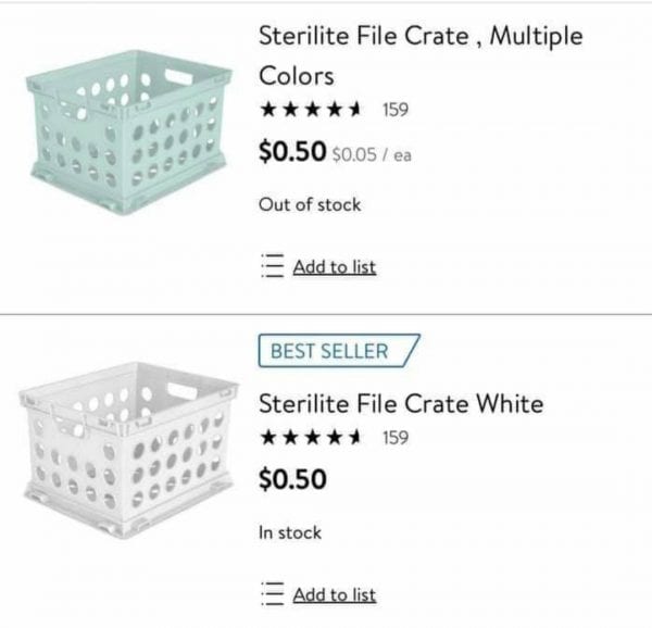 Sterilite File Crates Down to $.50 at Walmar!!!!!