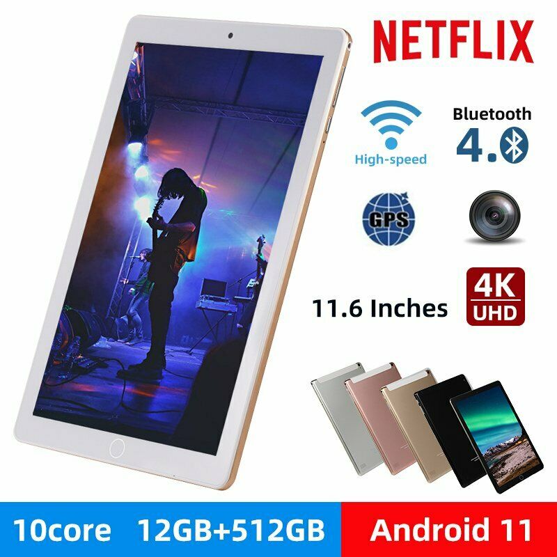 2022 10.1" 12+512GB Android 11 WIFI HD Tablet Pad PC GPS Dual Camera Netflix US