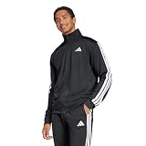 adidas Men's 3-Stripes Tricot Regular Sportswear Track Top, Black, Medium
