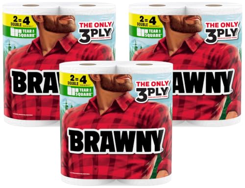 Brawny Tear-A-Square 6 Double Rolls 3-Ply Paper Towels