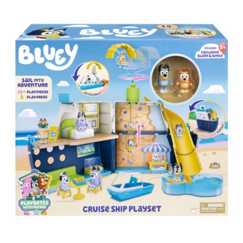 Bluey Cruise Ship Playset with Bluey and Bingo figures; manufacturer product photo