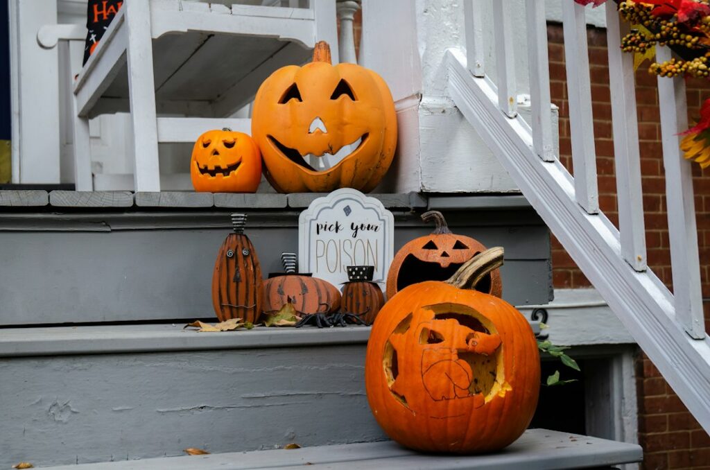 Decorated autumn porch with pumpkins; illustrative photo, not a Target product