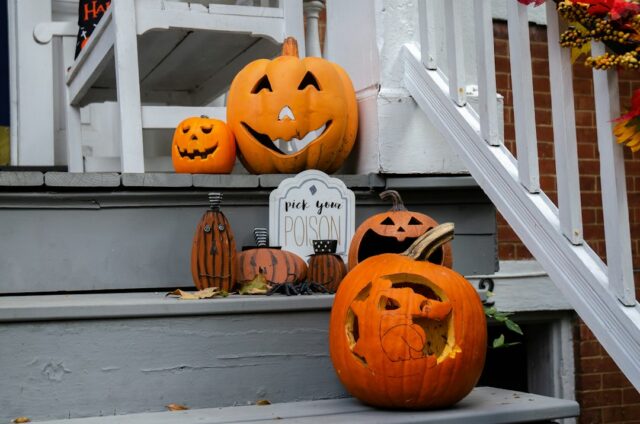 Decorated autumn porch with pumpkins; illustrative photo, not a Target product
