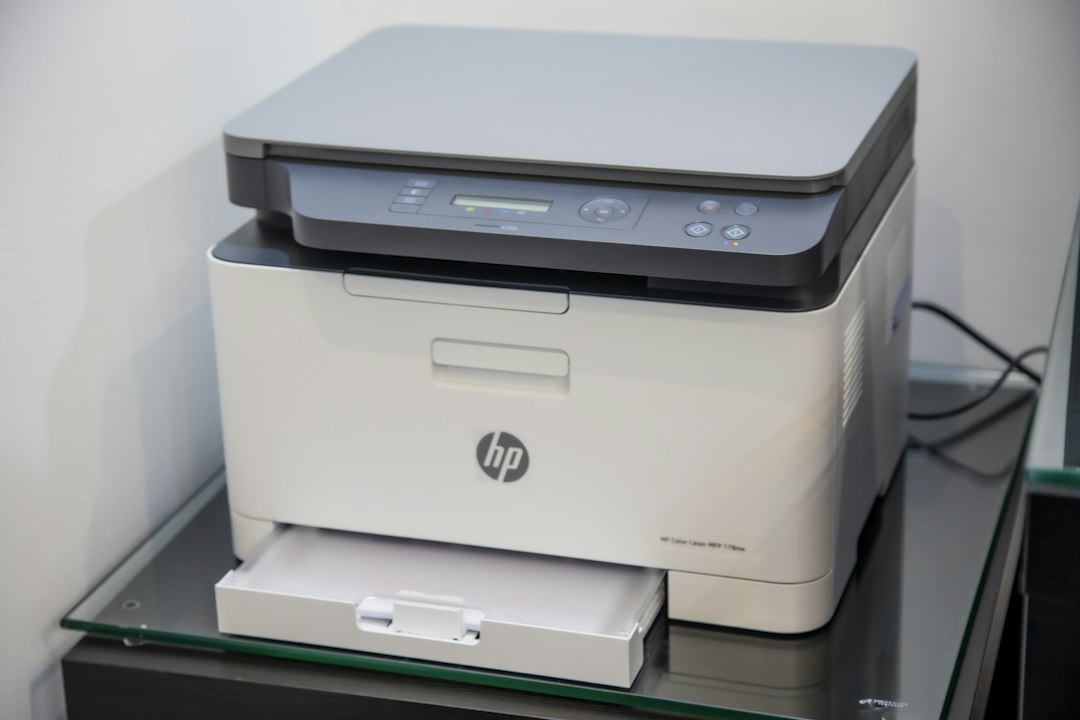 A printer in a home office, illustrative photograph