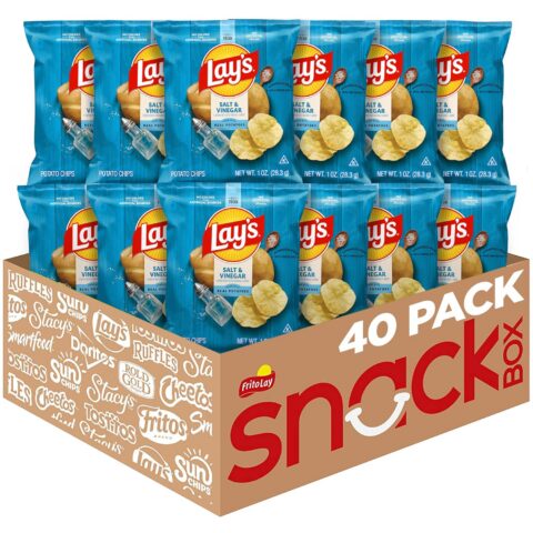 Lay’s Salt & Vinegar potato chips, 40 individually packaged 1-ounce bags