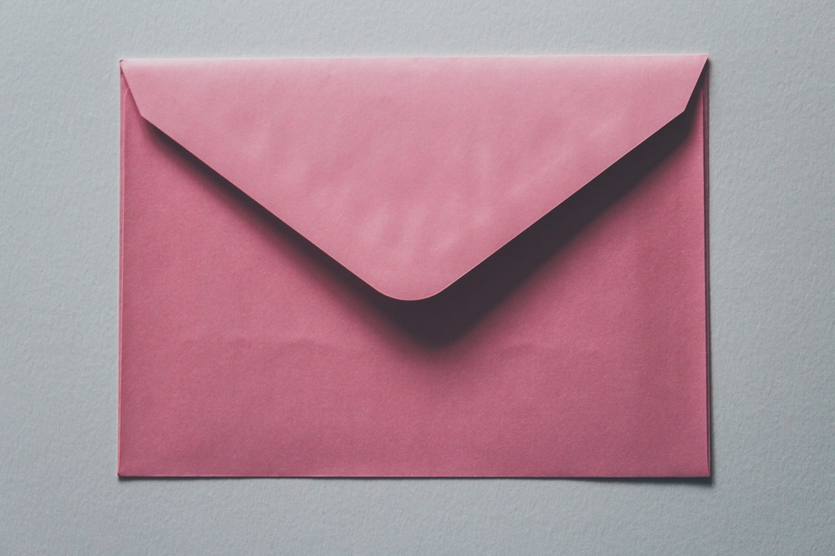 Pink paper envelope