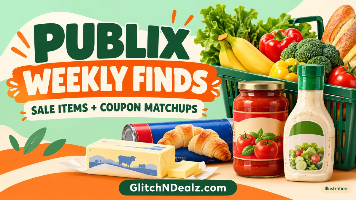 Illustrated Publix BOGO guide comparing Florida true BOGO with half-price BOGO rules in other states