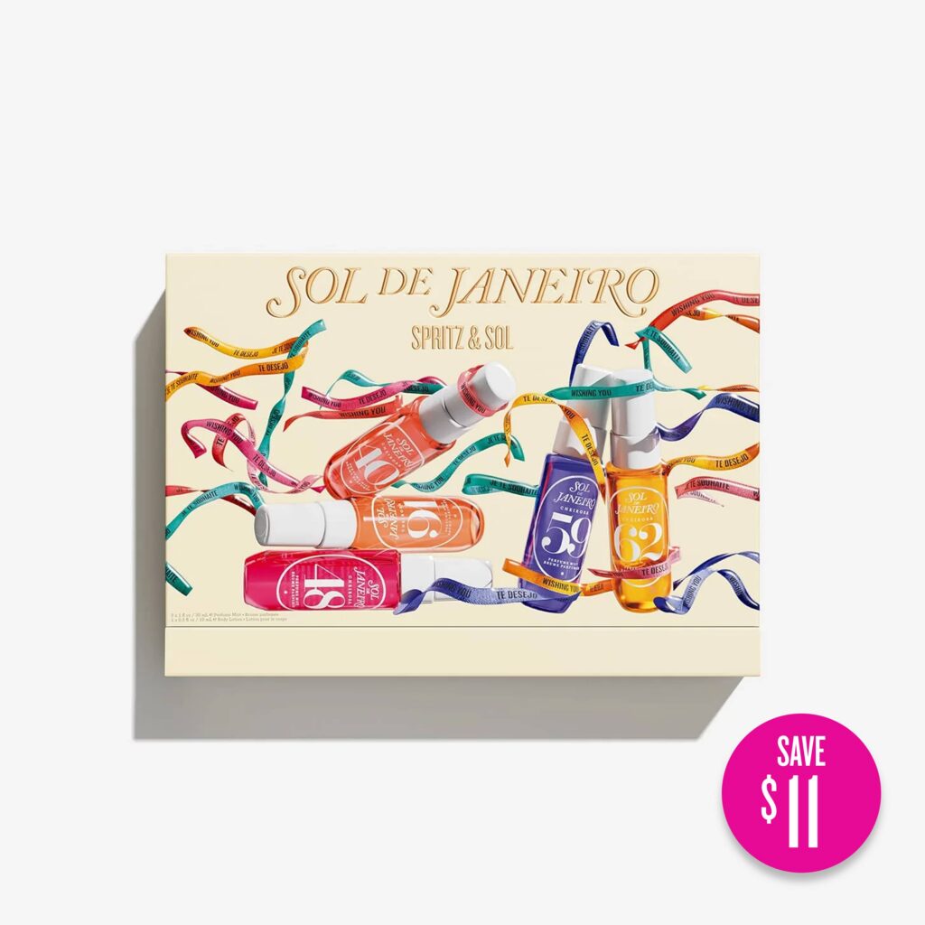 Sol de Janeiro Spritz and Sol gift box with five 30 mL Cheirosa perfume mists