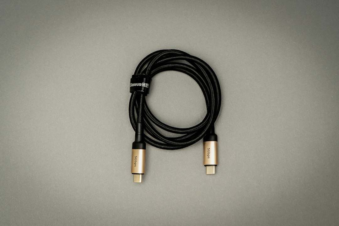 USB-C cable and connectors in an illustrative stock photograph