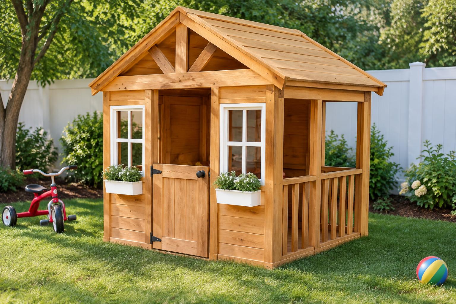 Sportspower My 1st Wooden Playhouse on Walmart.com — AI-generated illustrative scene