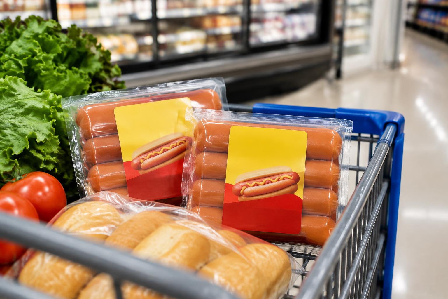 Buy 1, Get 1 FREE Oscar Mayer Hot Dogs at Walmart After Walmart Cash — AI-generated illustrative scene