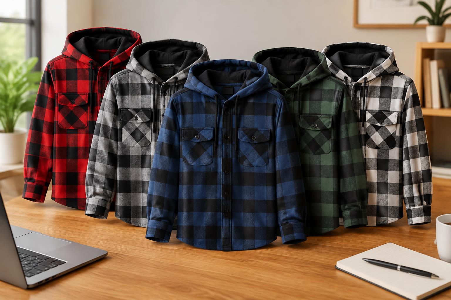 Men’s Flannel Hoodies 5-Pack with Promo Code on Amazon — AI-generated illustrative scene