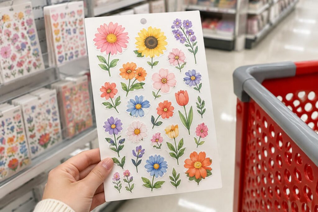 Free Floral Sticker Sheet at Target on October 17, 2026 — AI-generated illustrative scene