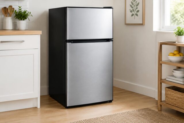 Frigidaire 3.1 Cu. Ft. Compact Top-Freezer Mini Fridge — AI-generated illustrative scene