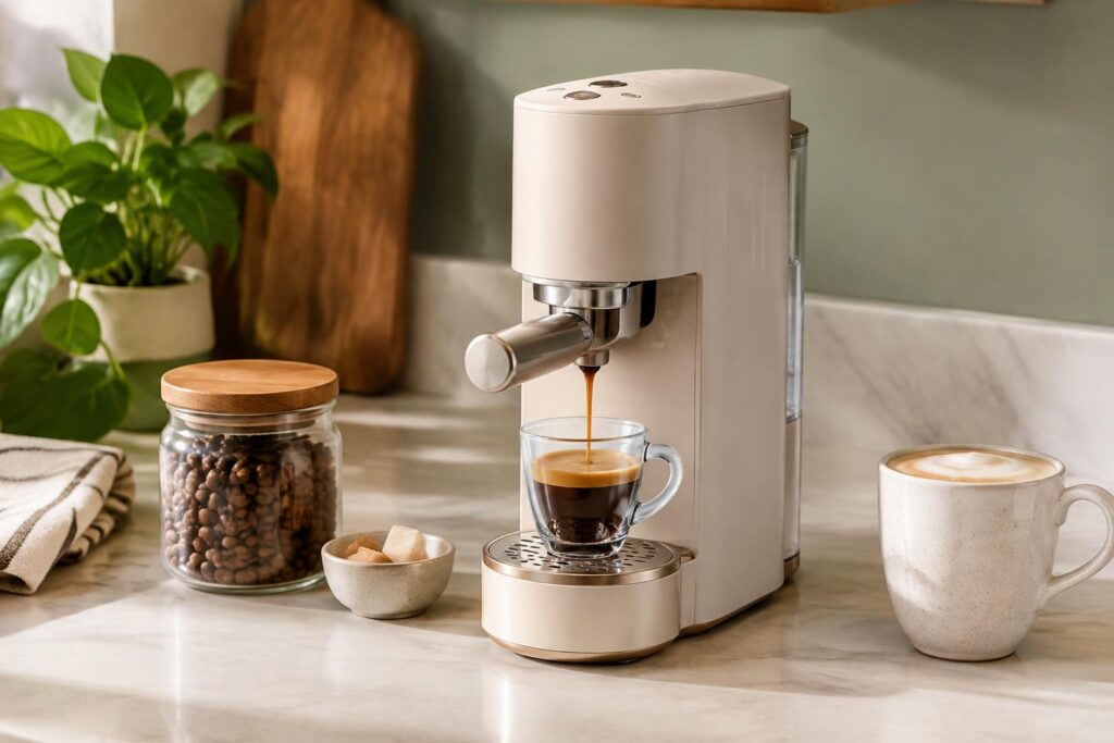 Beautiful by Drew Barrymore Slim Espresso Machine — AI-generated illustrative scene