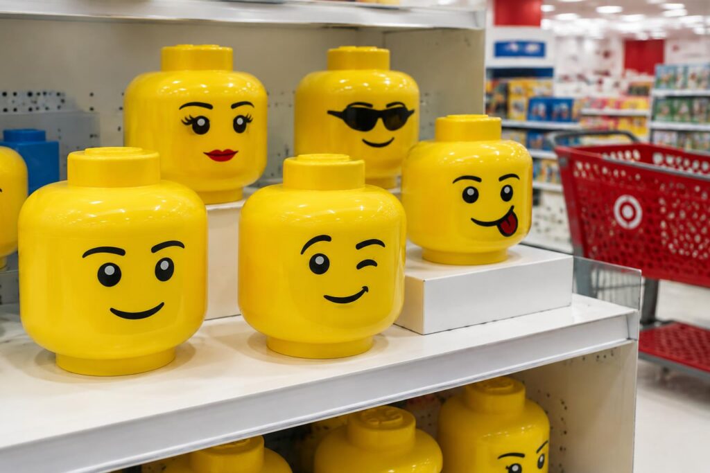 Save on LEGO Mini Storage Heads at Target with 25% Off Coupon — AI-generated illustrative scene