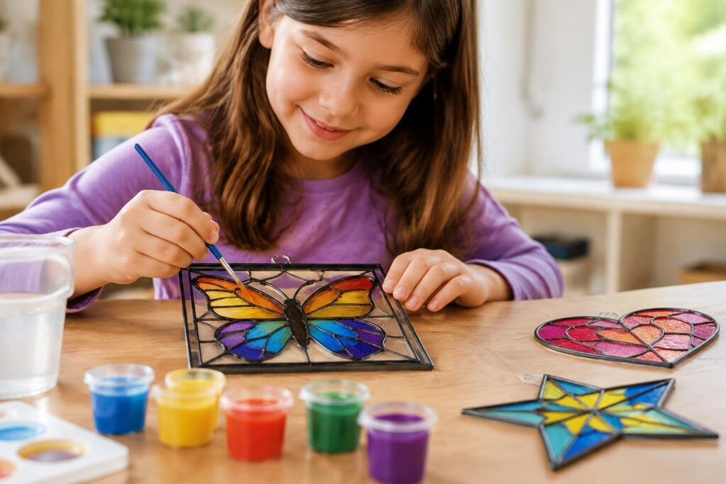 Free Kids' Stained Glass Art Event at Lakeshore Stores on October 24, 2026 — AI-generated illustrative scene