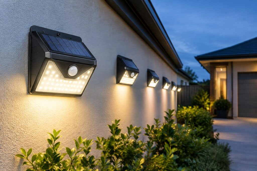 Save on Aootek 10-Pack Solar Motion Sensor Lights at Amazon — AI-generated illustrative scene