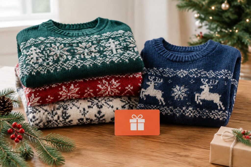 The Home Depot Holiday Sweater Bundle with $50 Gift Card - Available 10/15 at 11am ET — AI-generated illustrative scene
