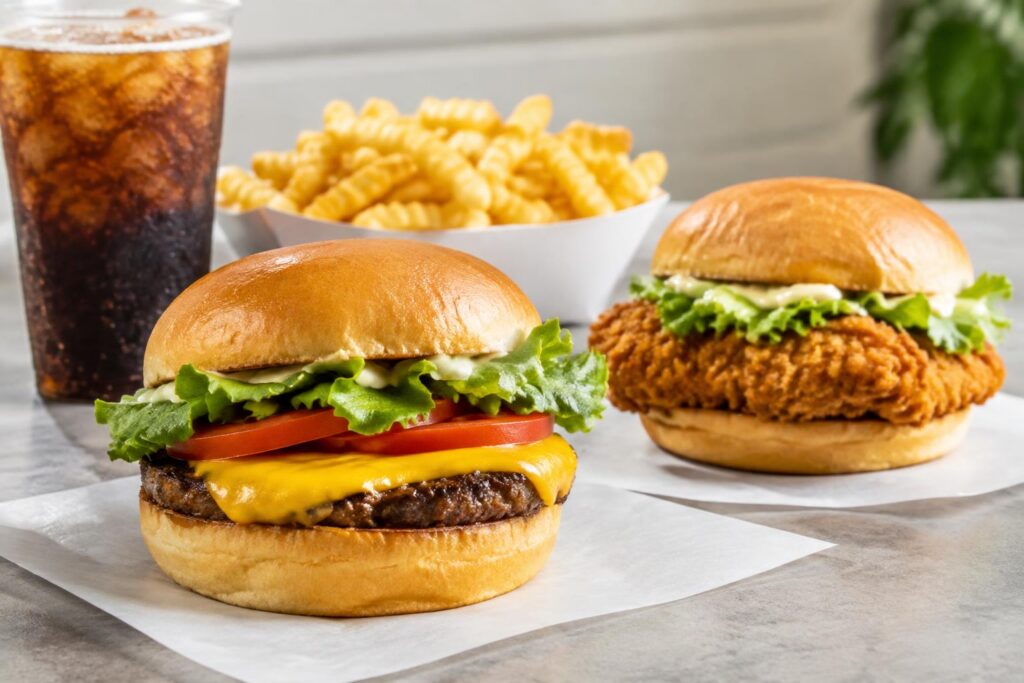 Shake Shack Free Sandwiches All October + Free Chicken Shack Sundays Through December — AI-generated illustrative scene