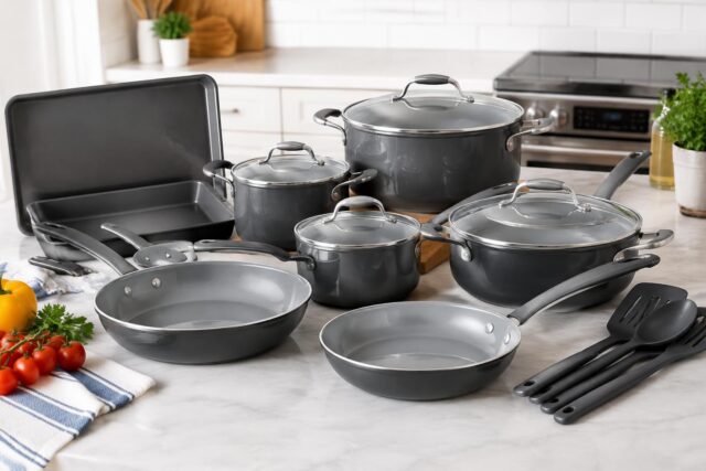 Gotham Steel 18-Piece Ceramic Nonstick Cookware Set for $64 + $10 Kohl's Cash at Kohl's — AI-generated illustrative scene