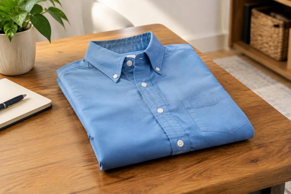 Amazon Essentials Men's Casual Poplin Shirt for $4.xx at Woot — AI-generated illustrative scene