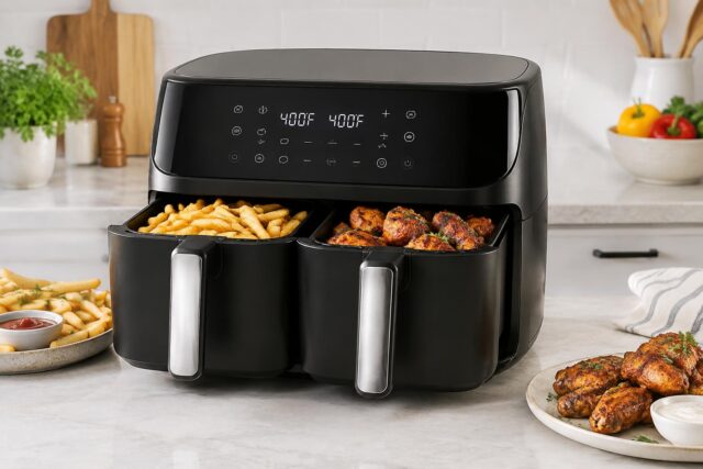 Chefman Dual Basket 6-Qt 1700W Air Fryer — AI-generated illustrative scene