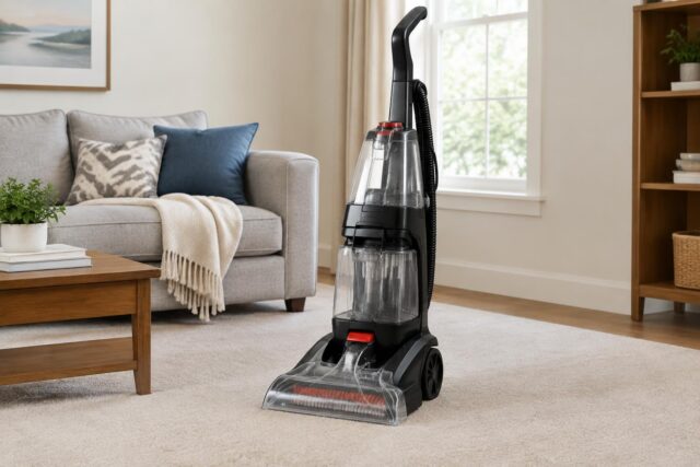 BISSELL PowerForce PowerBrush Upright Deep Cleaner — AI-generated illustrative scene