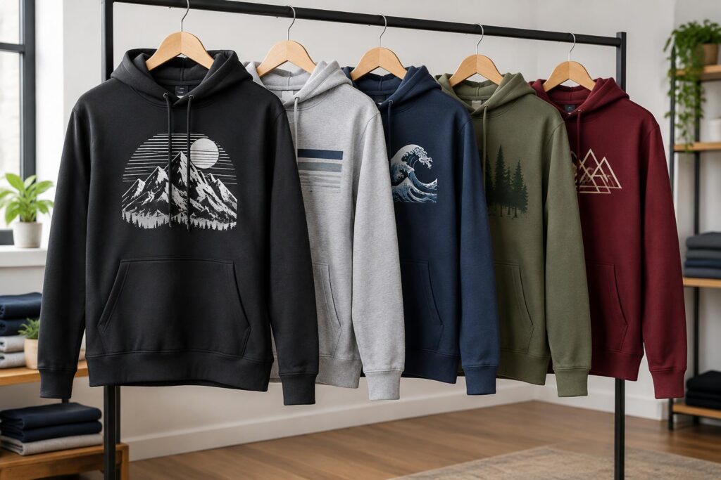 Men’s Graphic Hoodies — AI-generated illustrative scene