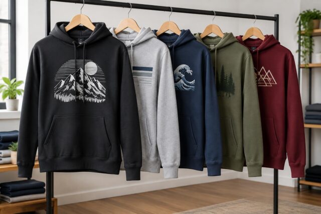 Men’s Graphic Hoodies — AI-generated illustrative scene
