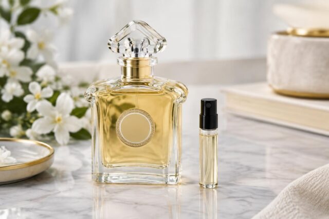 Free Sample of Guerlain L’Heure Bleue Eau de Parfum Available Now — AI-generated illustrative scene