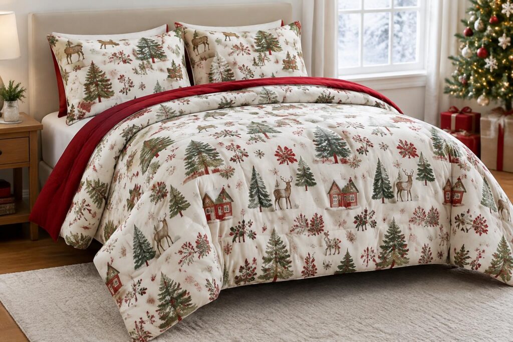 Macy's 3-Piece Christmas Comforters for $21.99 — AI-generated illustrative scene
