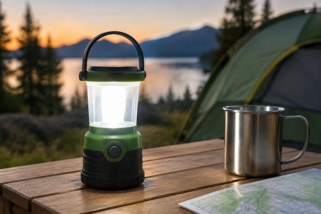 Ozark Trail LED Mini Camping Lantern — AI-generated illustrative scene